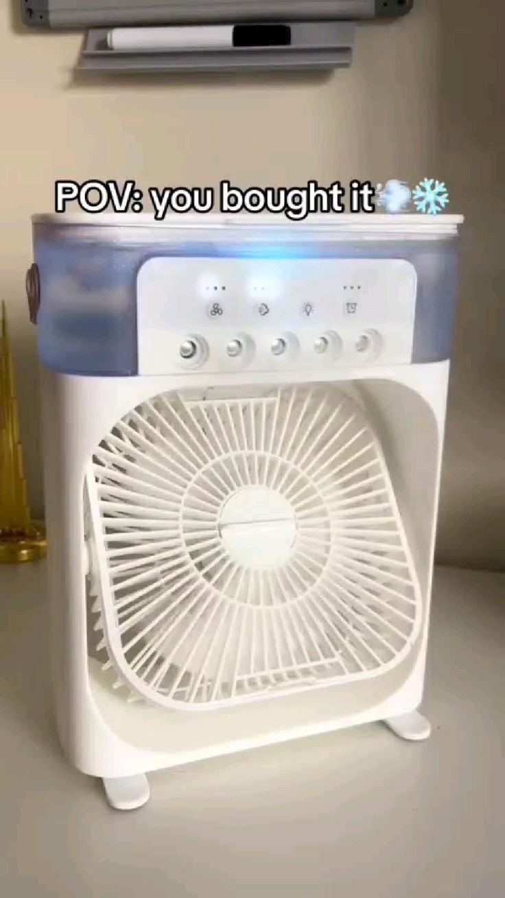 3 In 1 Portable Fan Air Conditioner, Desktop Electric Fan Air Cooler, LED Light Humidifier,