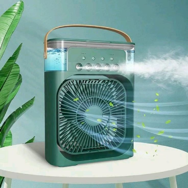 3 In 1 Portable Fan Air Conditioner, Desktop Electric Fan Air Cooler, LED Light Humidifier,
