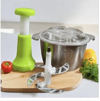 STAINLESS STEEL HAND PRESS CHOPPER EAST TO USE / PORTABLE / SHARP BLADES (RANDOM COLOR)